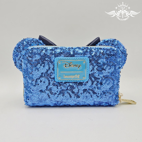 Loungefly Disney Minnie Mouse Hanukkah Menorah Zip Around Blue Wallet New - Picture 3 of 4